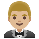man in tuxedo: medium-light skin tone on Google
