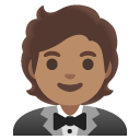 person in tuxedo: medium skin tone on Google