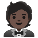 person in tuxedo: dark skin tone on Google