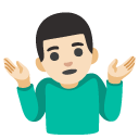 man shrugging: light skin tone on Google