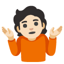 person shrugging: light skin tone on Google