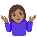 woman shrugging: medium skin tone on Google