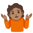 person shrugging: medium skin tone on Google