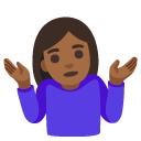 woman shrugging: medium-dark skin tone on Google