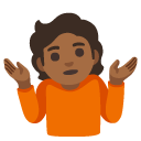 person shrugging: medium-dark skin tone on Google