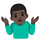 man shrugging: dark skin tone on Google