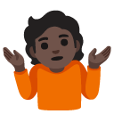 person shrugging: dark skin tone on Google