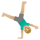 man cartwheeling: medium-light skin tone on Google