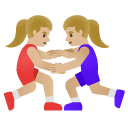 women wrestling: medium-light skin tone on Google