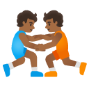people wrestling: medium-dark skin tone on Google