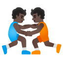 people wrestling: dark skin tone on Google