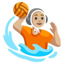 person playing water polo: medium-light skin tone on Google
