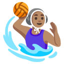 woman playing water polo: medium skin tone on Google