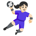 woman playing handball: light skin tone on Google