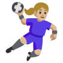 woman playing handball: medium-light skin tone on Google