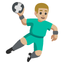 man playing handball: medium-light skin tone on Google