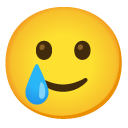 smiling face with tear on Google
