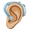 ear with hearing aid: medium-light skin tone on Google