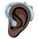ear with hearing aid: dark skin tone on Google