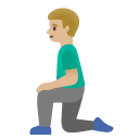 man kneeling: medium-light skin tone on Google