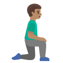 man kneeling facing right: medium skin tone on Google