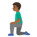 man kneeling: medium-dark skin tone on Google