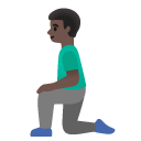 man kneeling: dark skin tone on Google