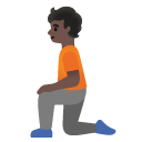 person kneeling: dark skin tone on Google