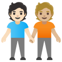 people holding hands: light skin tone, medium-light skin tone on Google