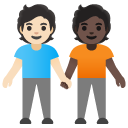 people holding hands: light skin tone, dark skin tone on Google