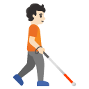 person with white cane facing right: light skin tone on Google