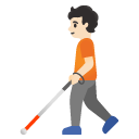 person with white cane: light skin tone on Google