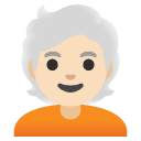 person: light skin tone, white hair on Google