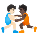 people wrestling: light skin tone, dark skin tone on Google