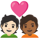 couple with heart: person, person, light skin tone, medium-dark skin tone on Google
