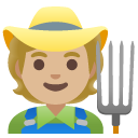 farmer: medium-light skin tone on Google