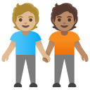 people holding hands: medium-light skin tone, medium skin tone on Google