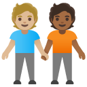 people holding hands: medium-light skin tone, medium-dark skin tone on Google