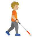 person with white cane facing right: medium-light skin tone on Google