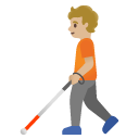 person with white cane: medium-light skin tone on Google