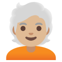 person: medium-light skin tone, white hair on Google