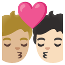 kiss: person, person, medium-light skin tone, light skin tone on Google