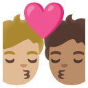 kiss: person, person, medium-light skin tone, medium skin tone on Google