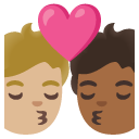 kiss: person, person, medium-light skin tone, medium-dark skin tone on Google