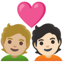 couple with heart: person, person, medium-light skin tone, light skin tone on Google