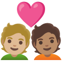 couple with heart: person, person, medium-light skin tone, medium skin tone on Google