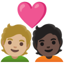 couple with heart: person, person, medium-light skin tone, dark skin tone on Google