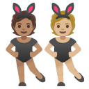 people with bunny ears: medium skin tone, medium-light skin tone on Google