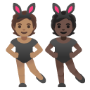 people with bunny ears: medium skin tone, dark skin tone on Google