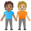 people holding hands: medium skin tone, medium-light skin tone on Google